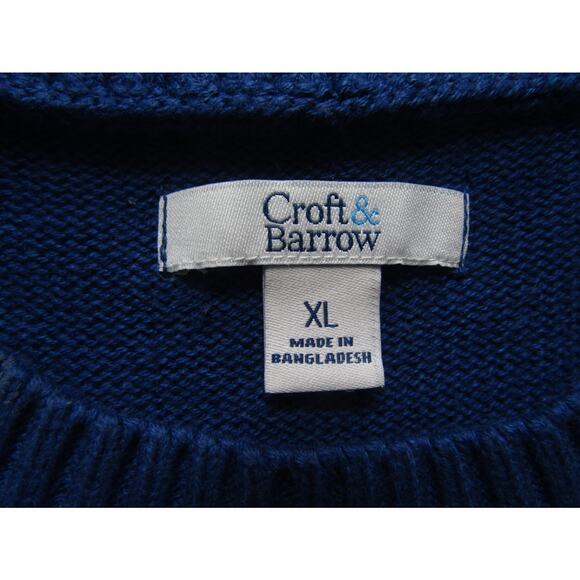 Croft & Barrow Sweater XL Blue Fair Isle Knit Cotton Blend Crew Neck Winter - Picture 3 of 7